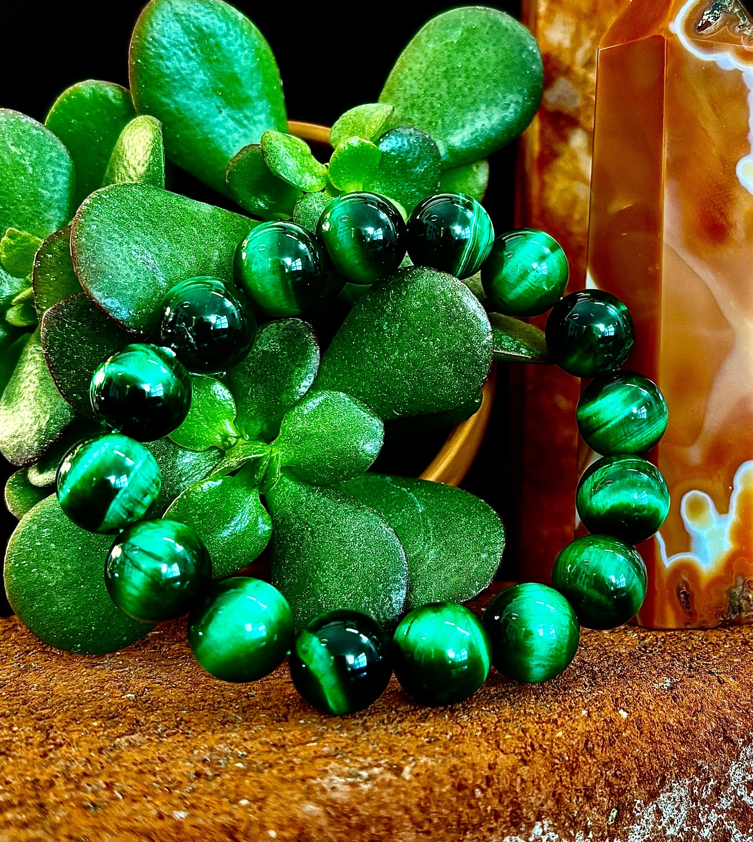 Wicked Glam Green Tiger Eye Statement Bracelet