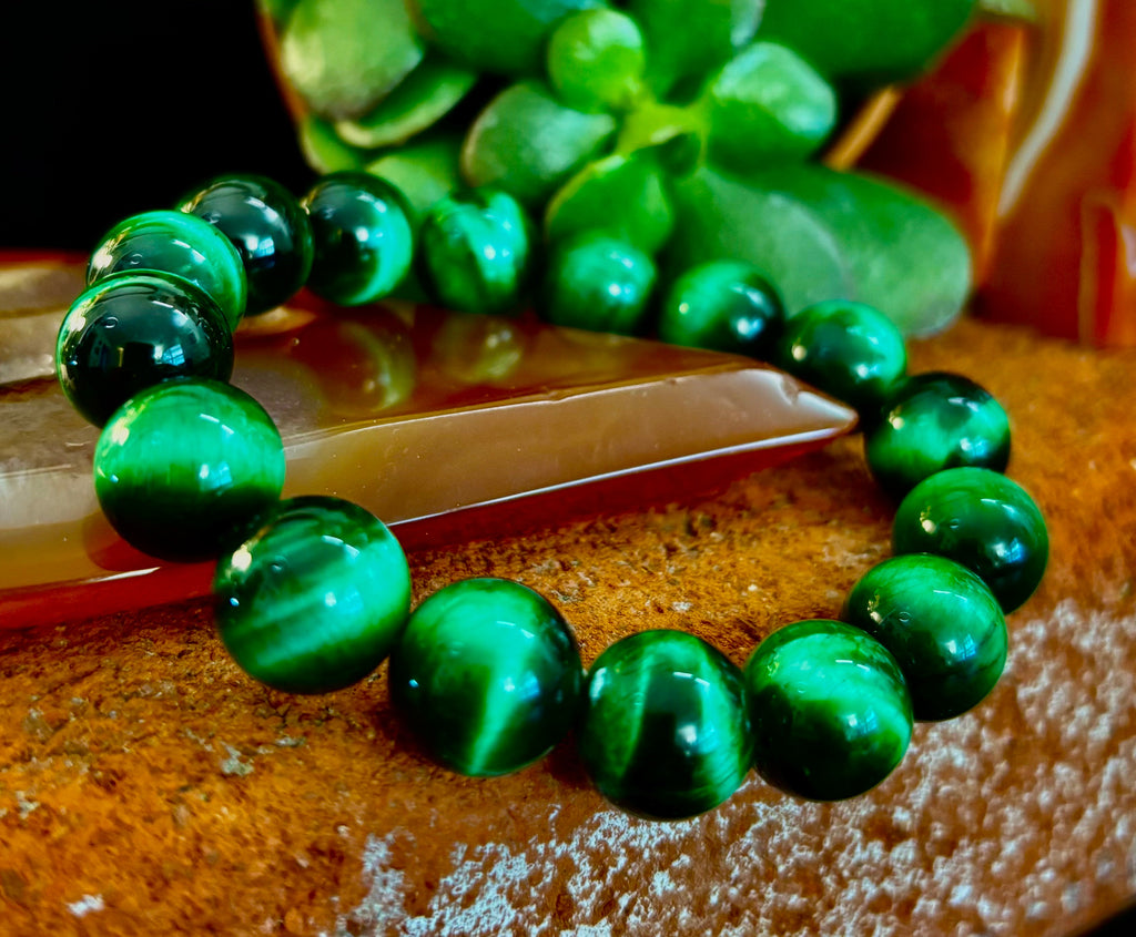 Wicked Glam Green Tiger Eye Statement Bracelet