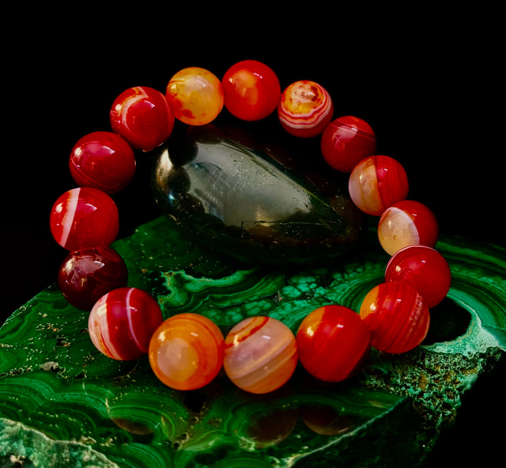 Fiery Spirit Red Banded Agate Bracelet