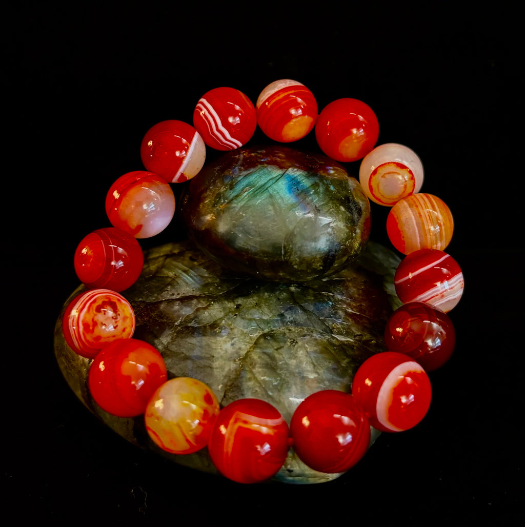 Fiery Spirit Red Banded Agate Bracelet