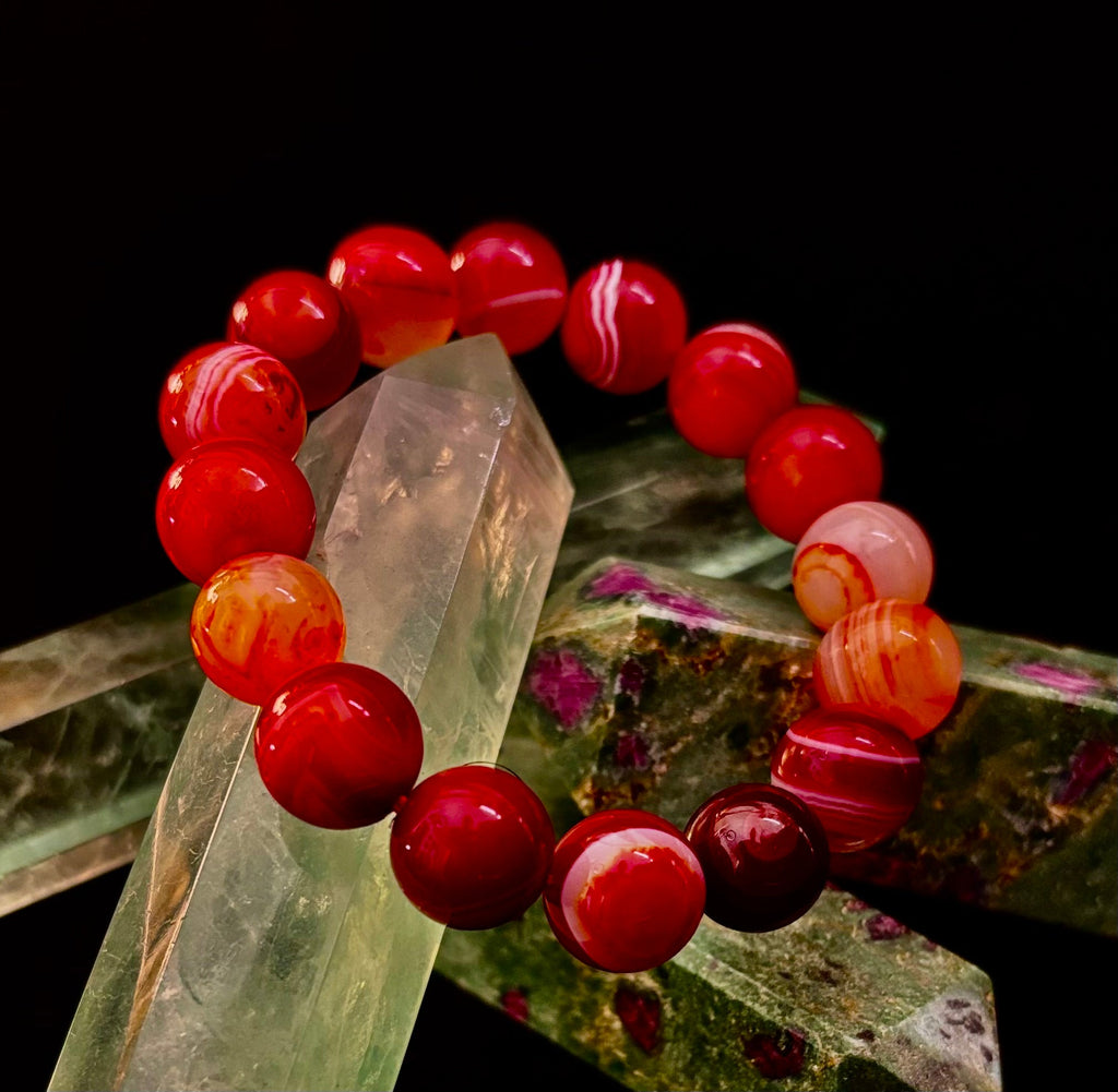 Fiery Spirit Red Banded Agate Bracelet
