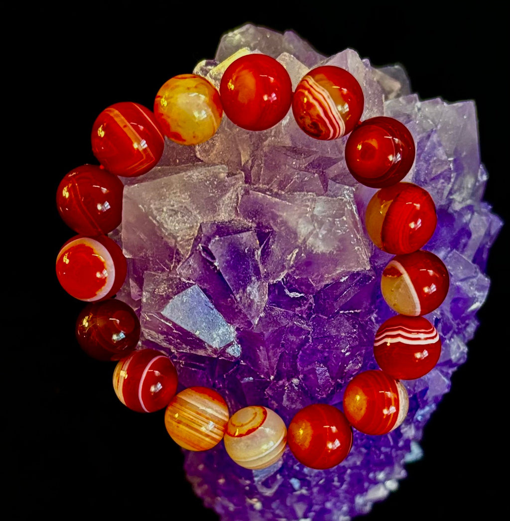 Fiery Spirit Red Banded Agate Bracelet