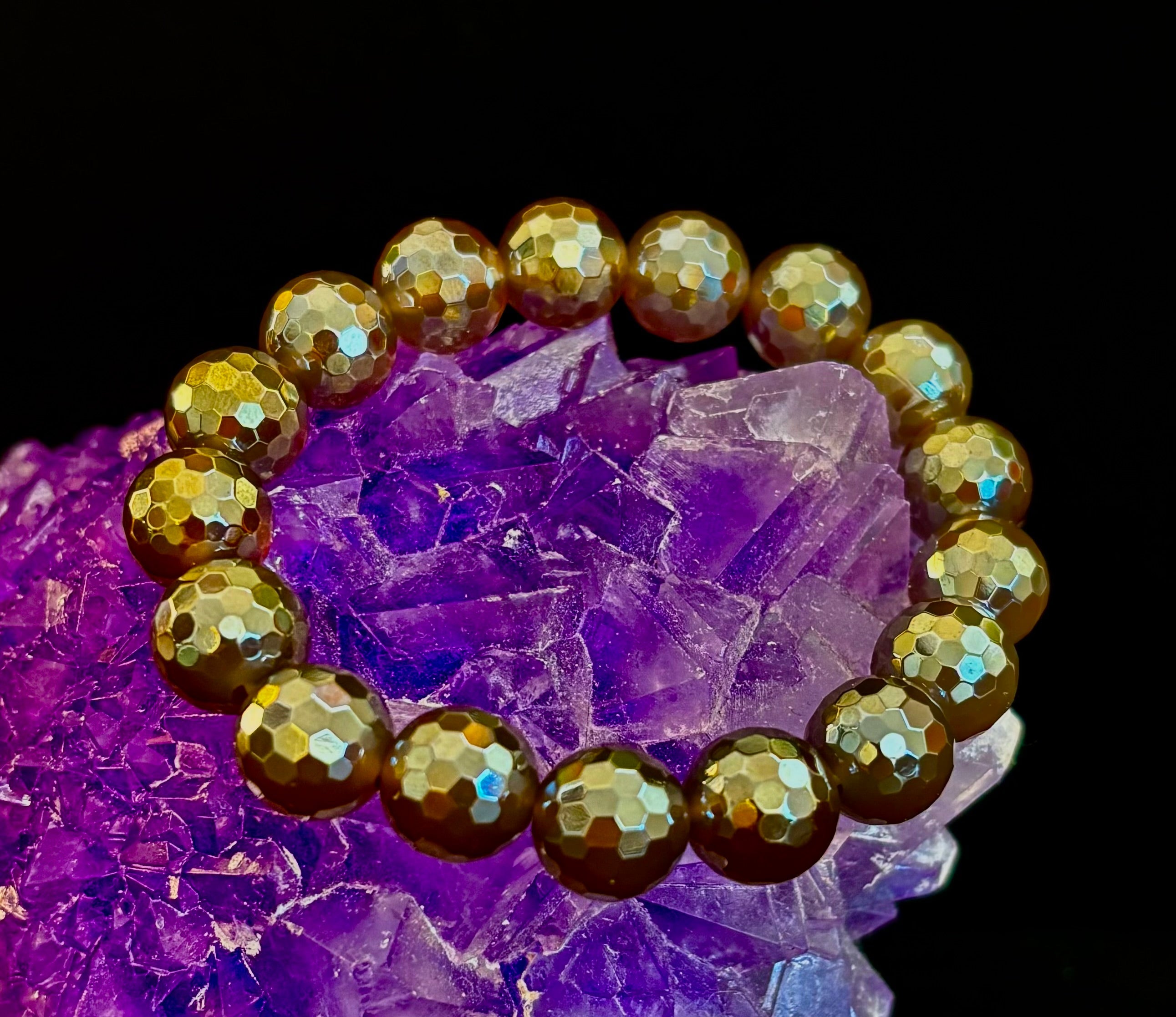 Champagne Glow Faceted Agate Bracelet