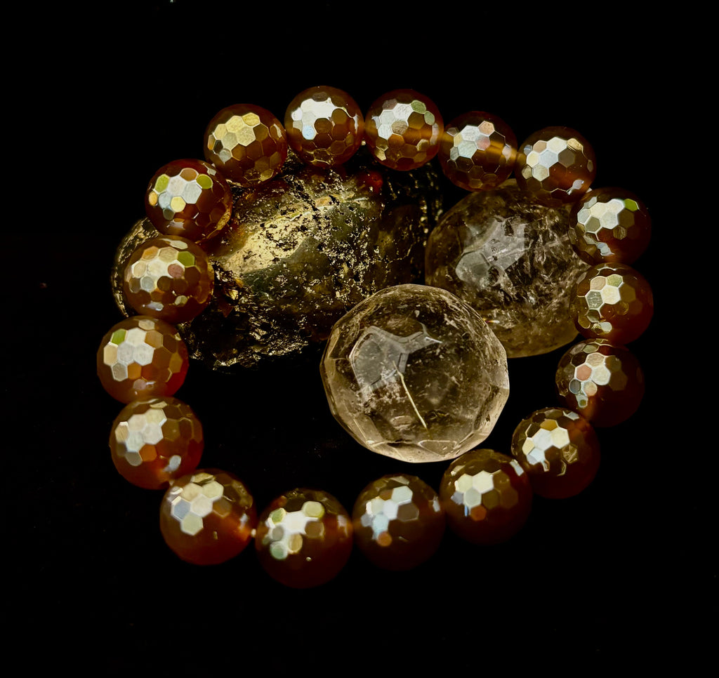 Champagne Glow Faceted Agate Bracelet
