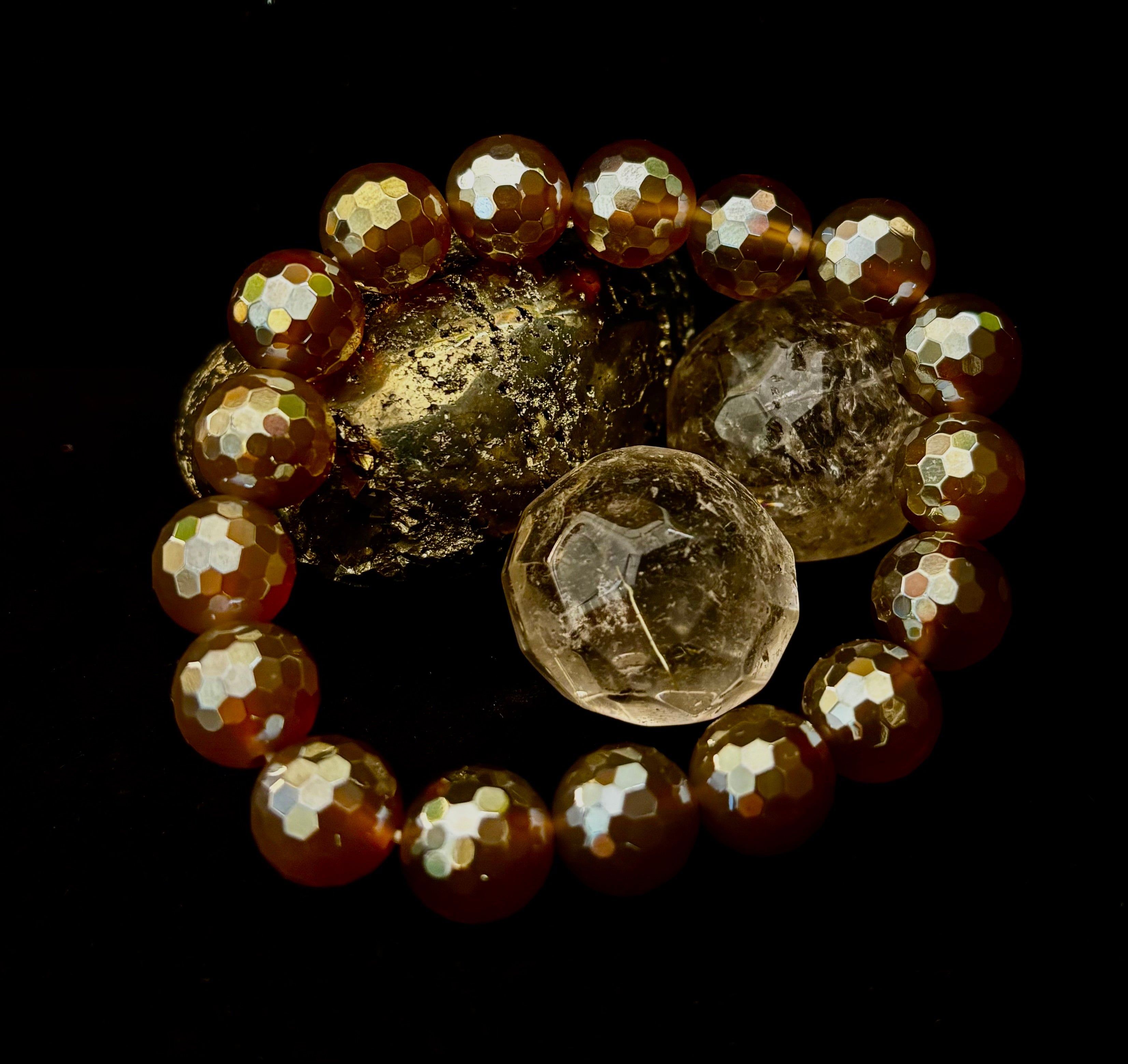 Champagne Glow Faceted Agate Bracelet