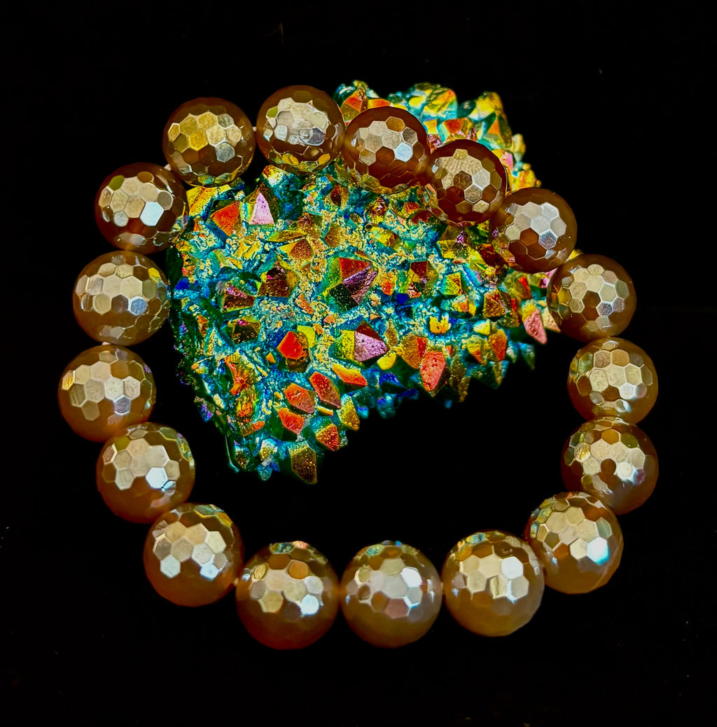 Champagne Glow Faceted Agate Bracelet
