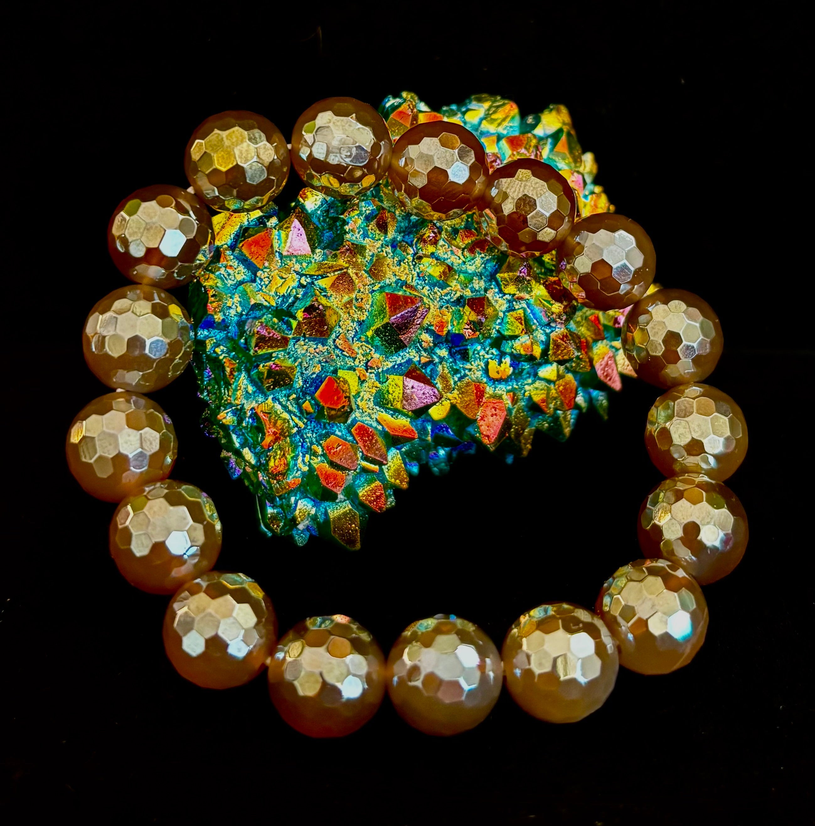Champagne Glow Faceted Agate Bracelet