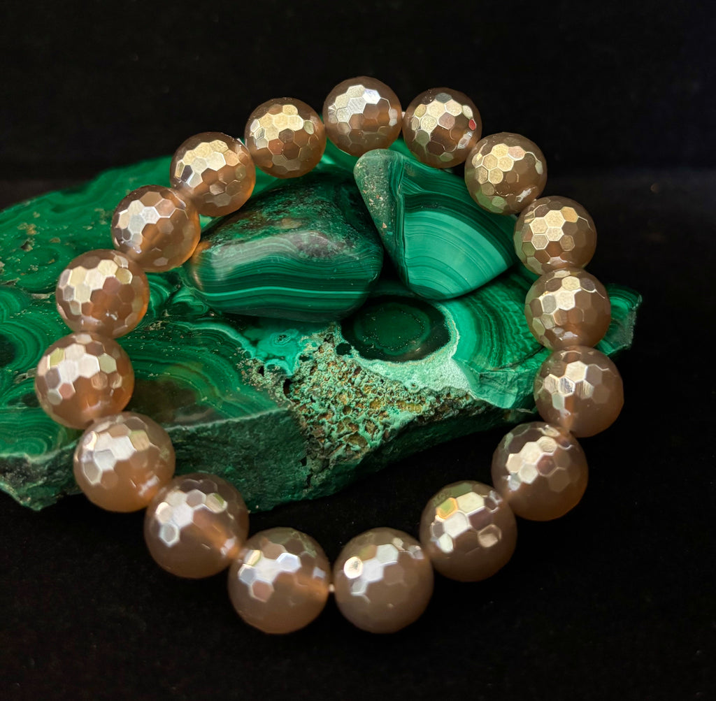 Champagne Glow Faceted Agate Bracelet