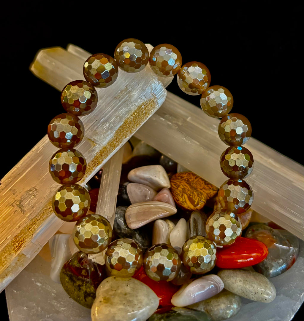 Champagne Glow Faceted Agate Bracelet