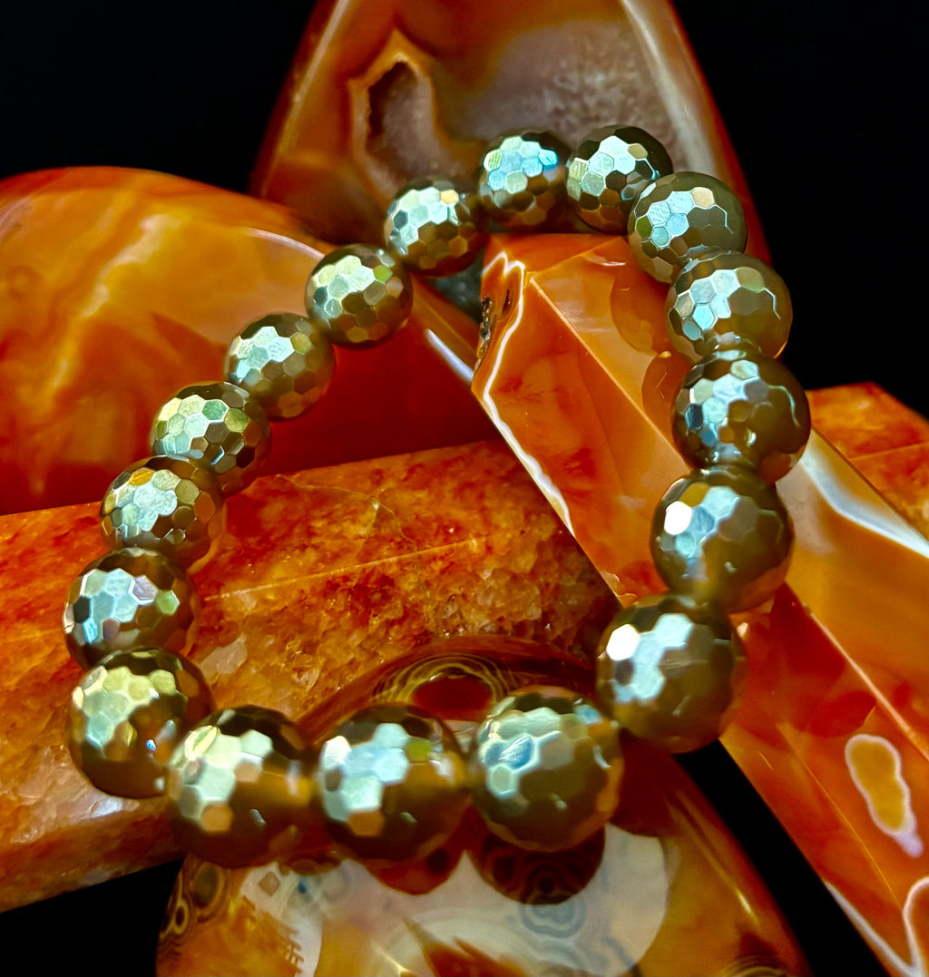 Champagne Glow Faceted Agate Bracelet