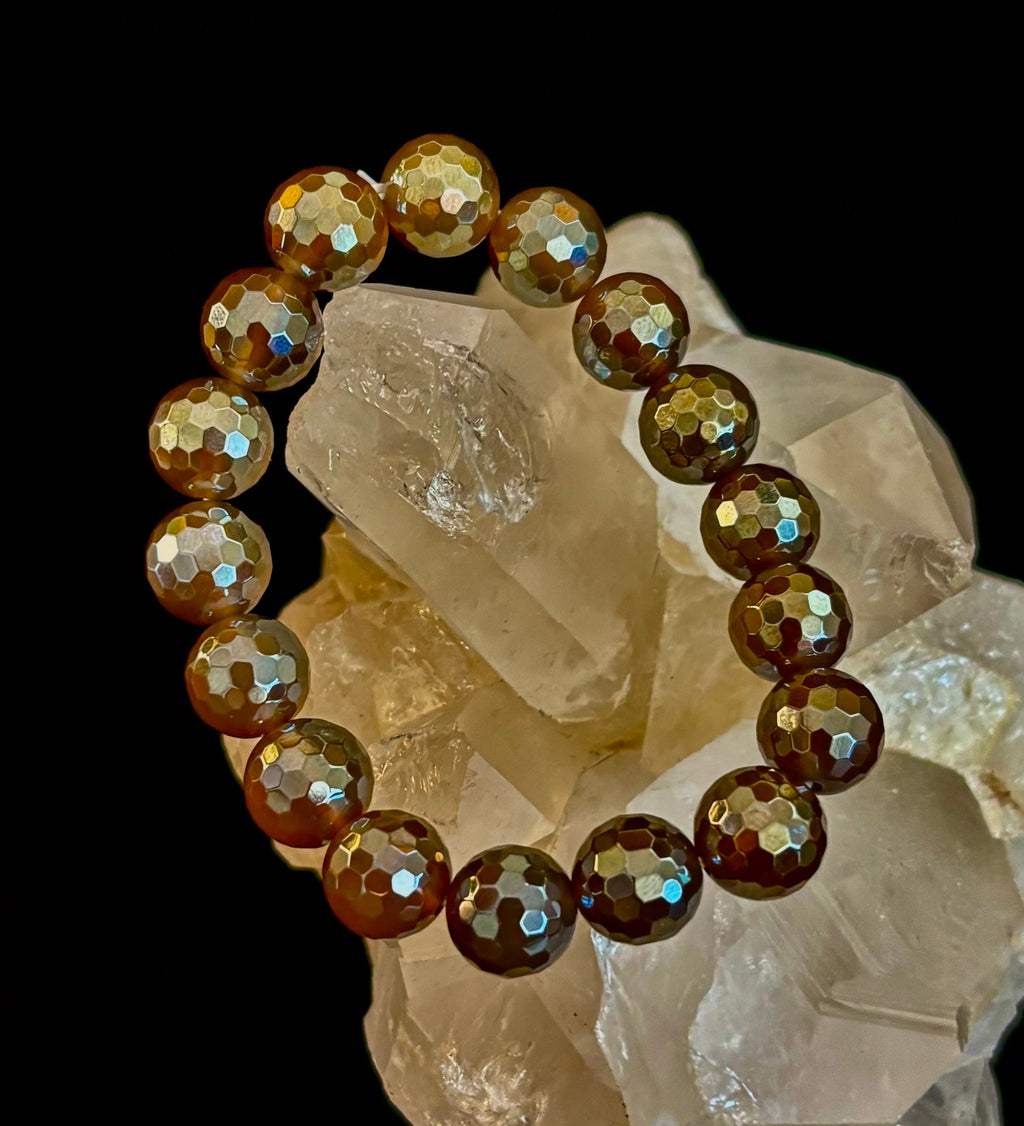 Champagne Glow Faceted Agate Bracelet