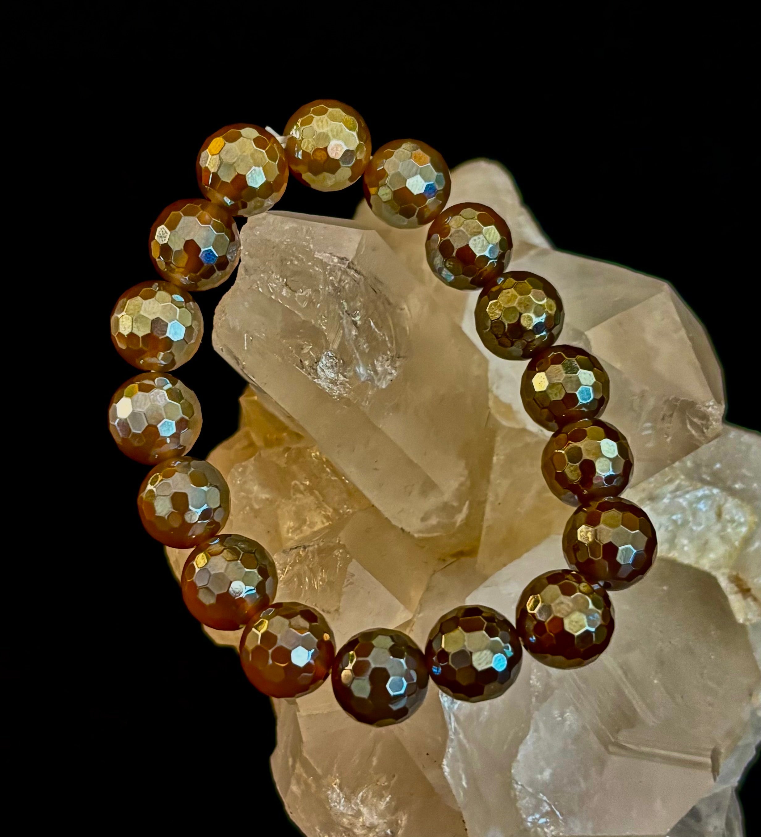 Champagne Glow Faceted Agate Bracelet