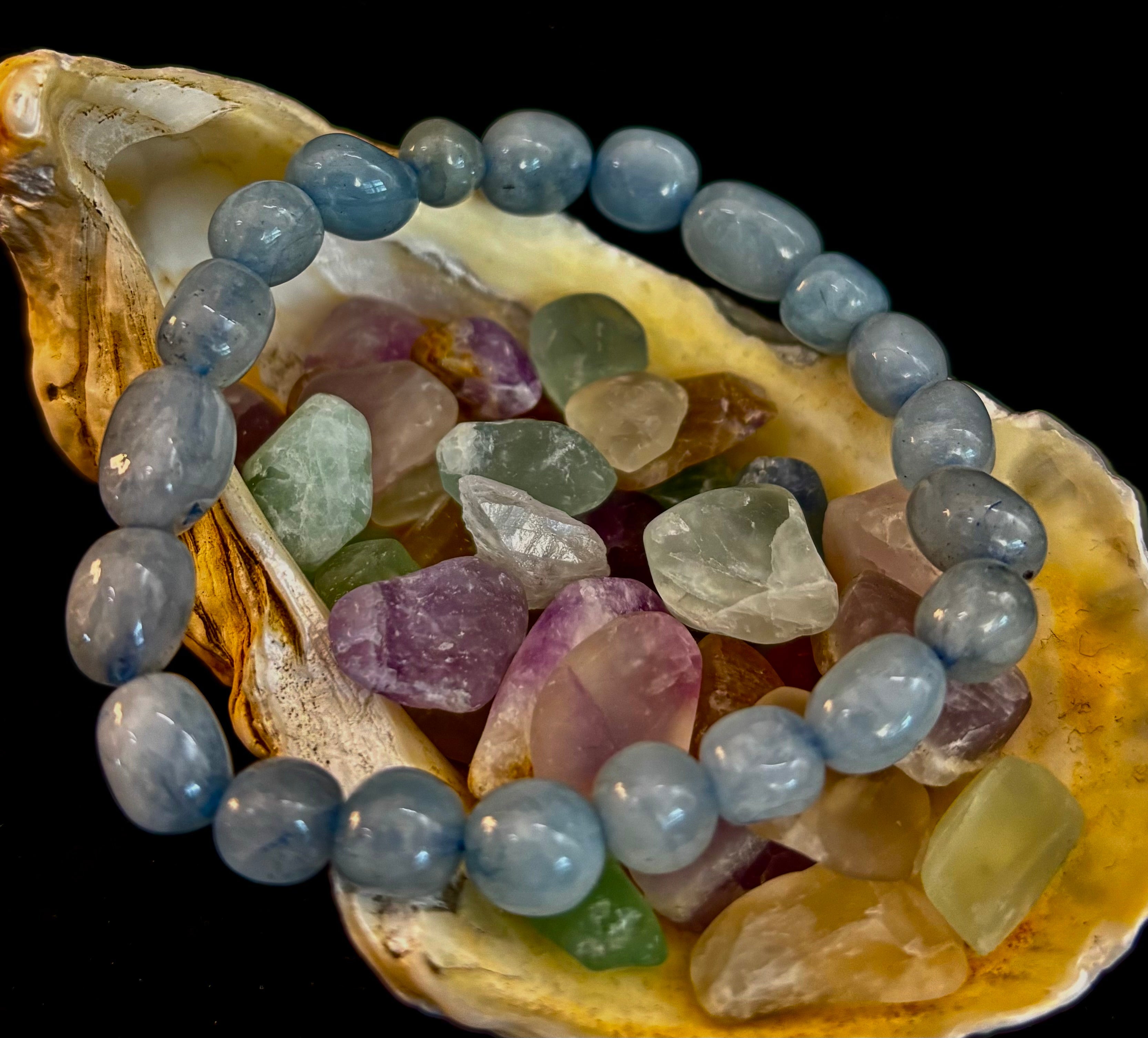Ocean Whisper Natural Aquamarine Tumbled Bracelet