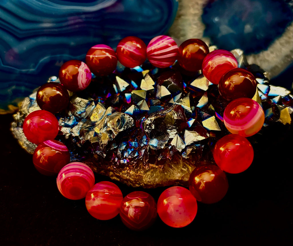 Fuchsia Fire Agate Bracelet