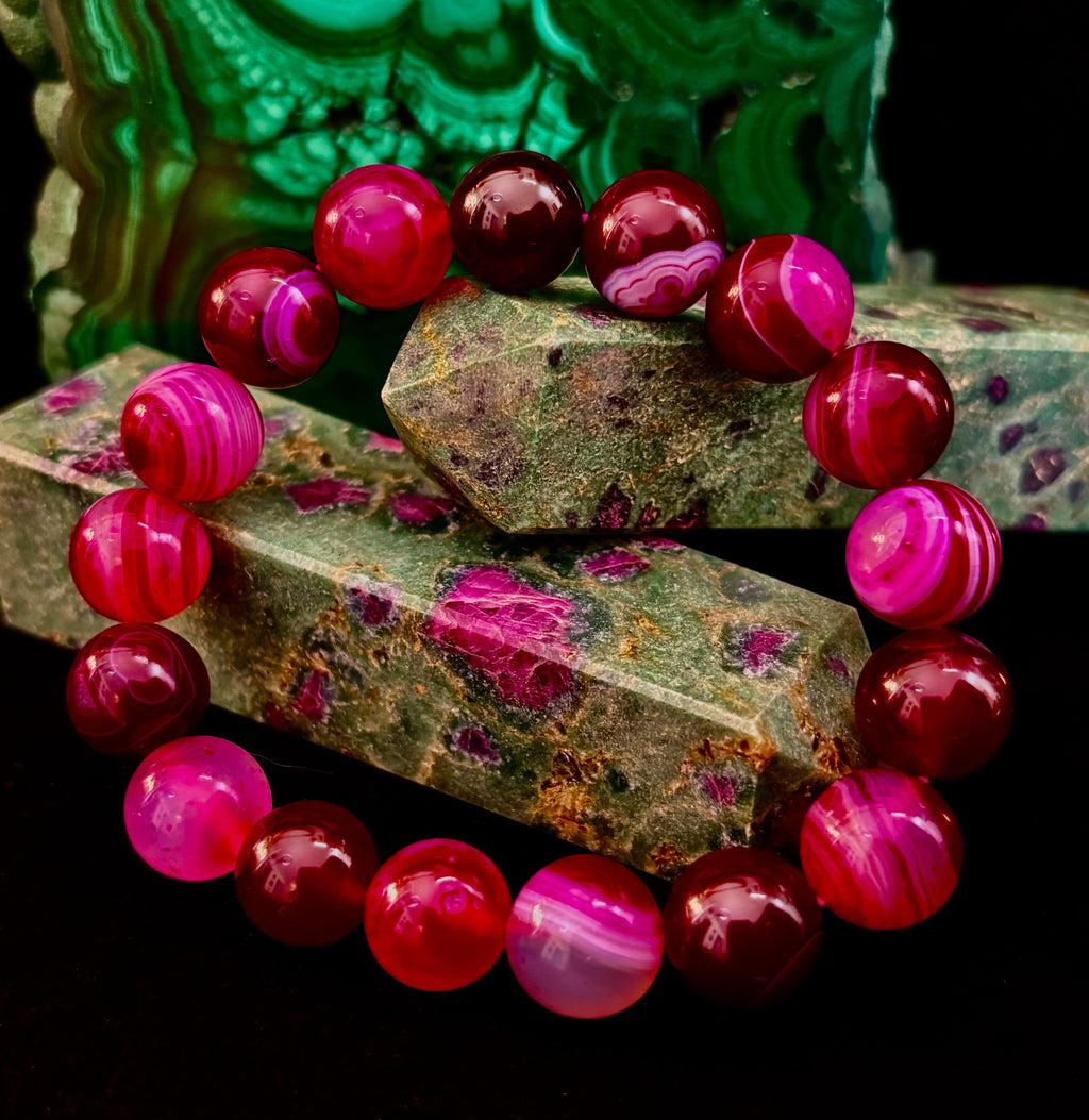 Fuchsia Fire Agate Bracelet