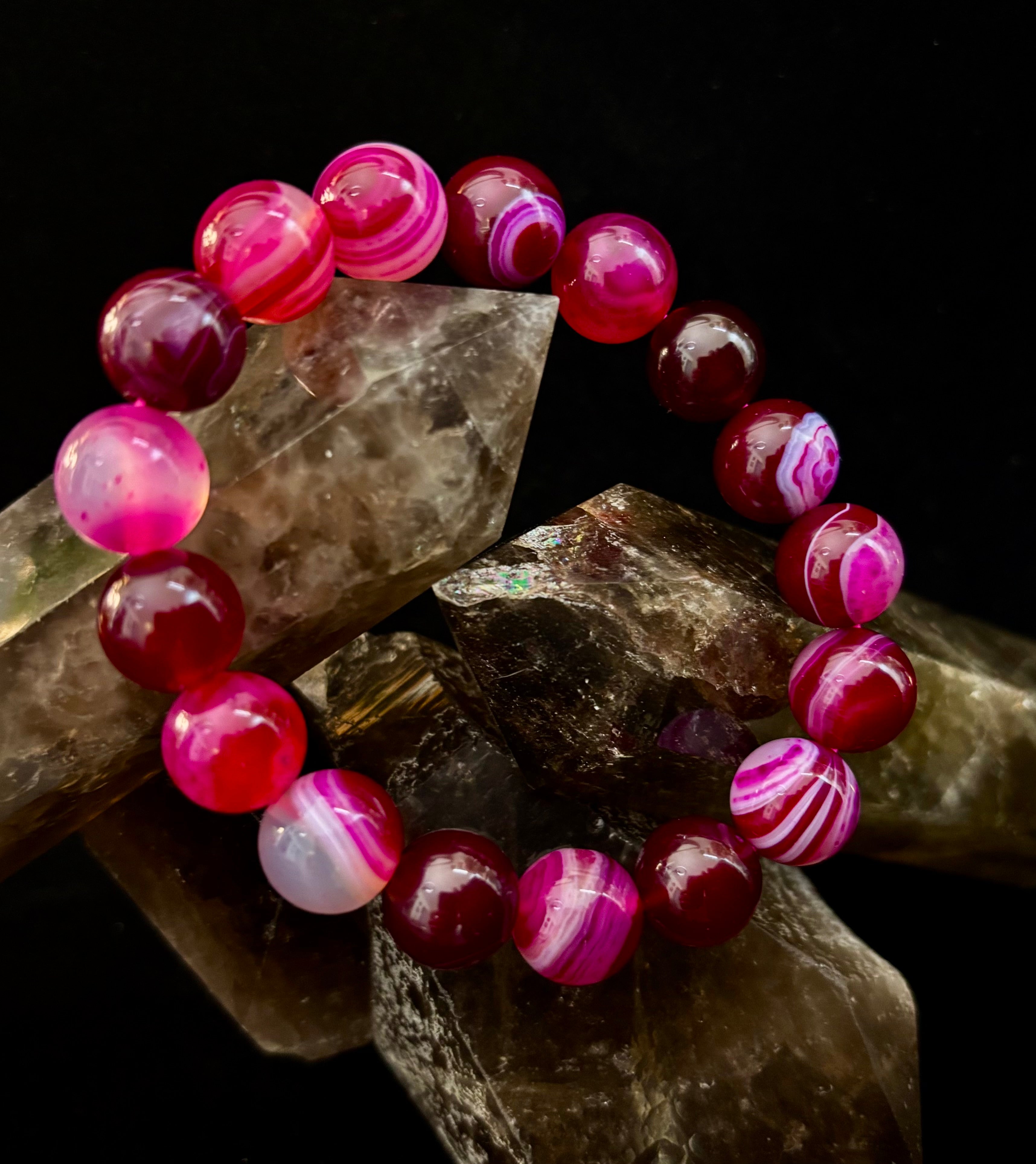 Fuchsia Fire Agate Bracelet