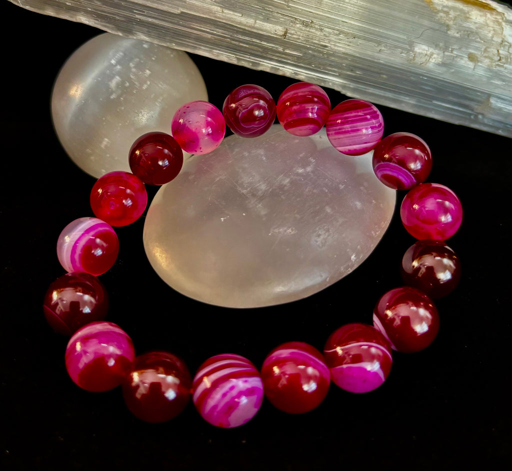 Fuchsia Fire Agate Bracelet
