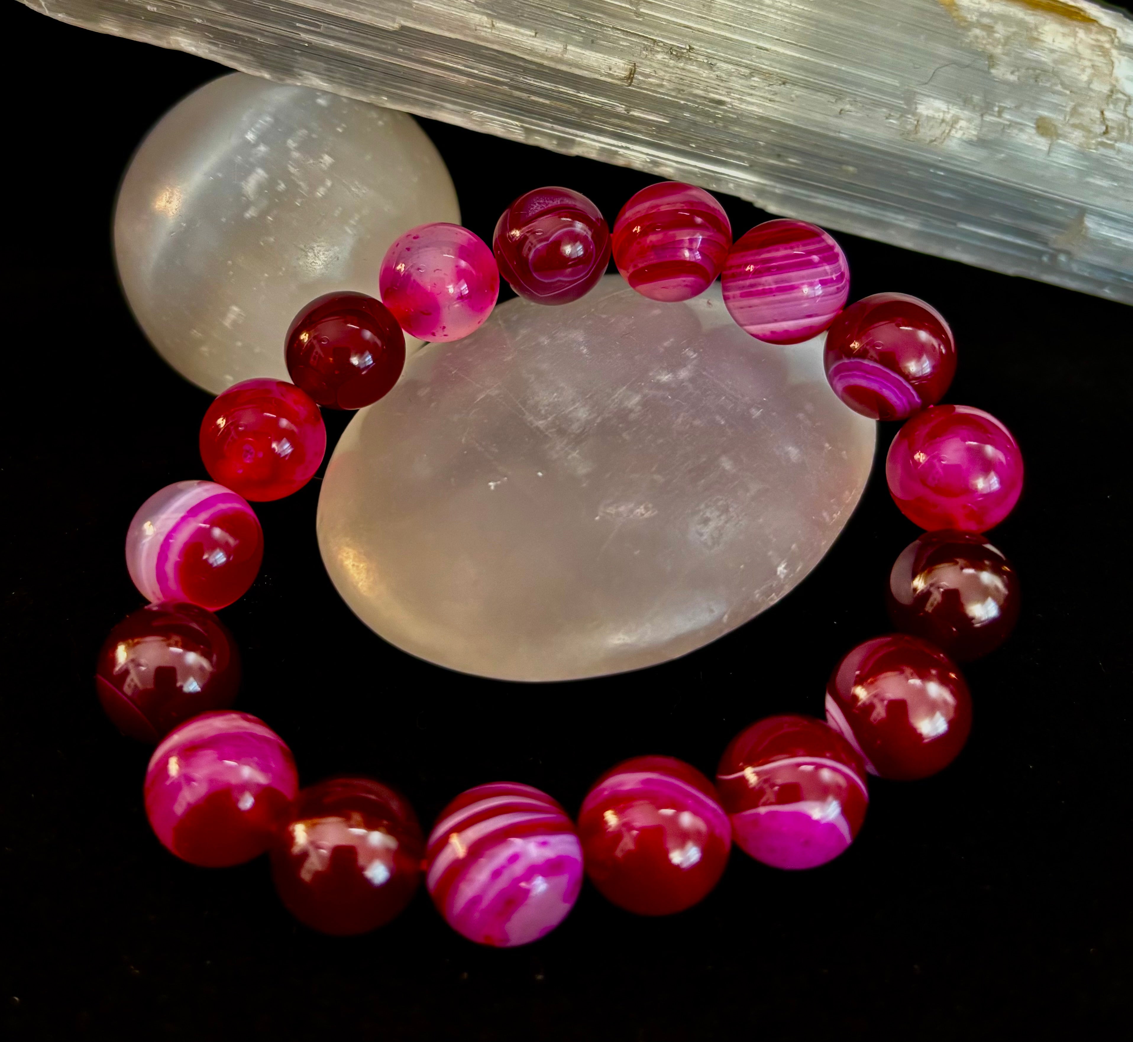 Fuchsia Fire Agate Bracelet