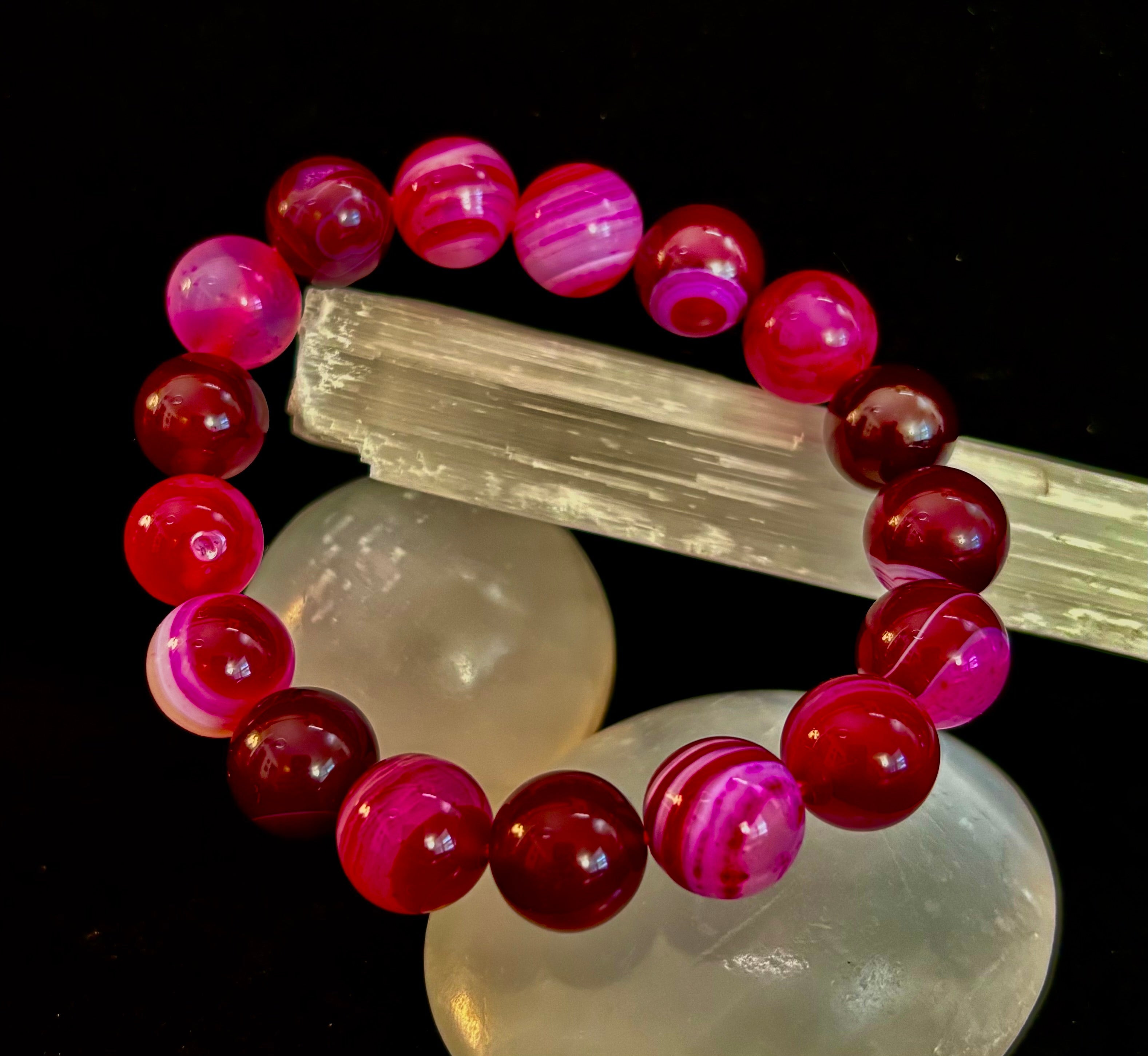 Fuchsia Fire Agate Bracelet