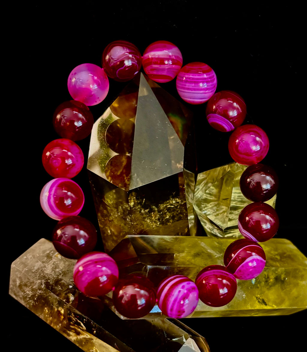 Fuchsia Fire Agate Bracelet