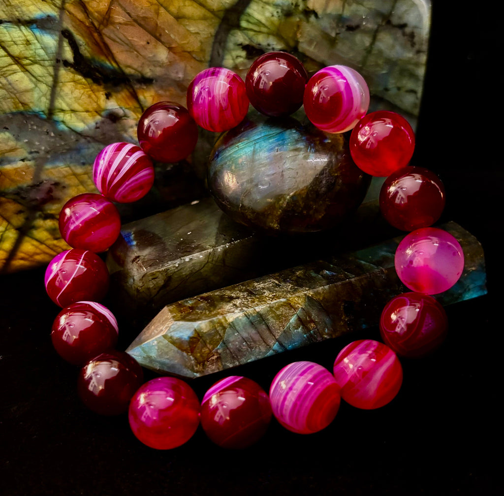 Fuchsia Fire Agate Bracelet