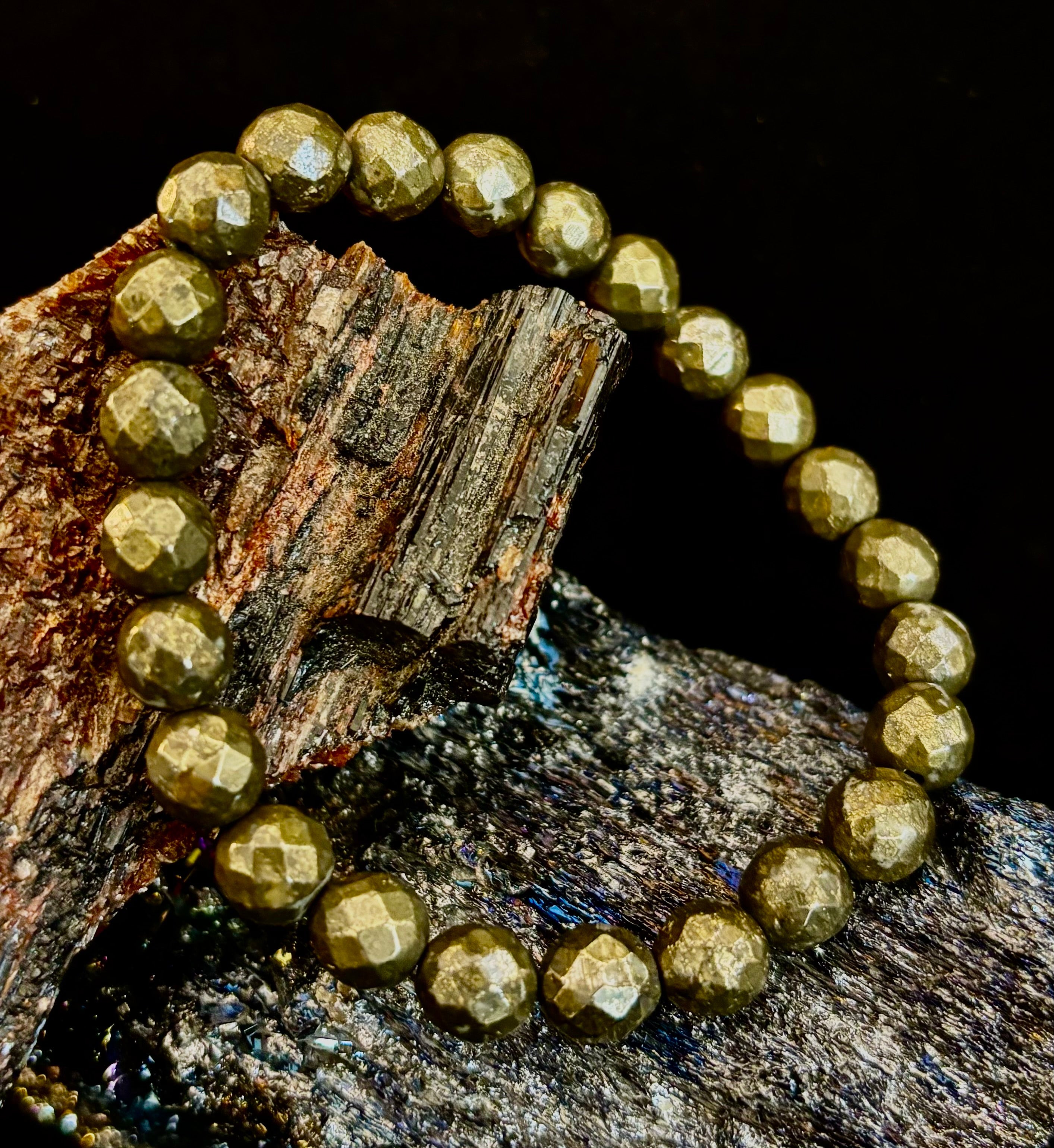 Prosper in Purpose – Pyrite Polyhedral Bracelet