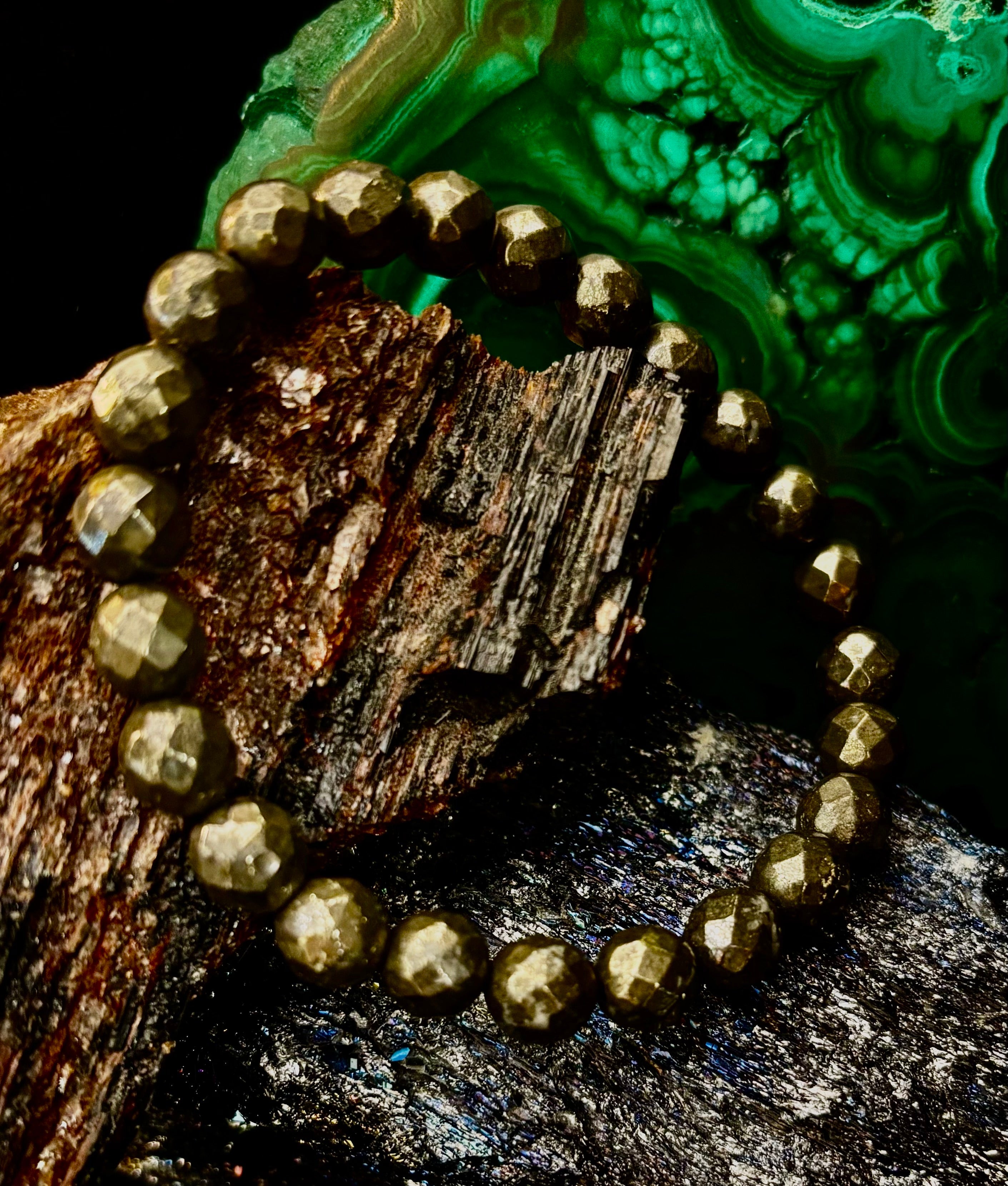 Prosper in Purpose – Pyrite Polyhedral Bracelet