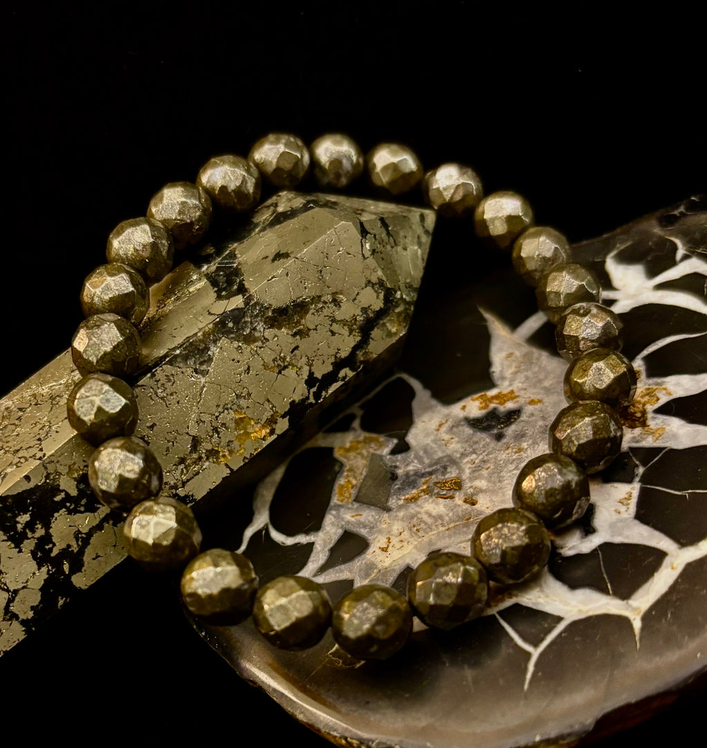 Prosper in Purpose – Pyrite Polyhedral Bracelet
