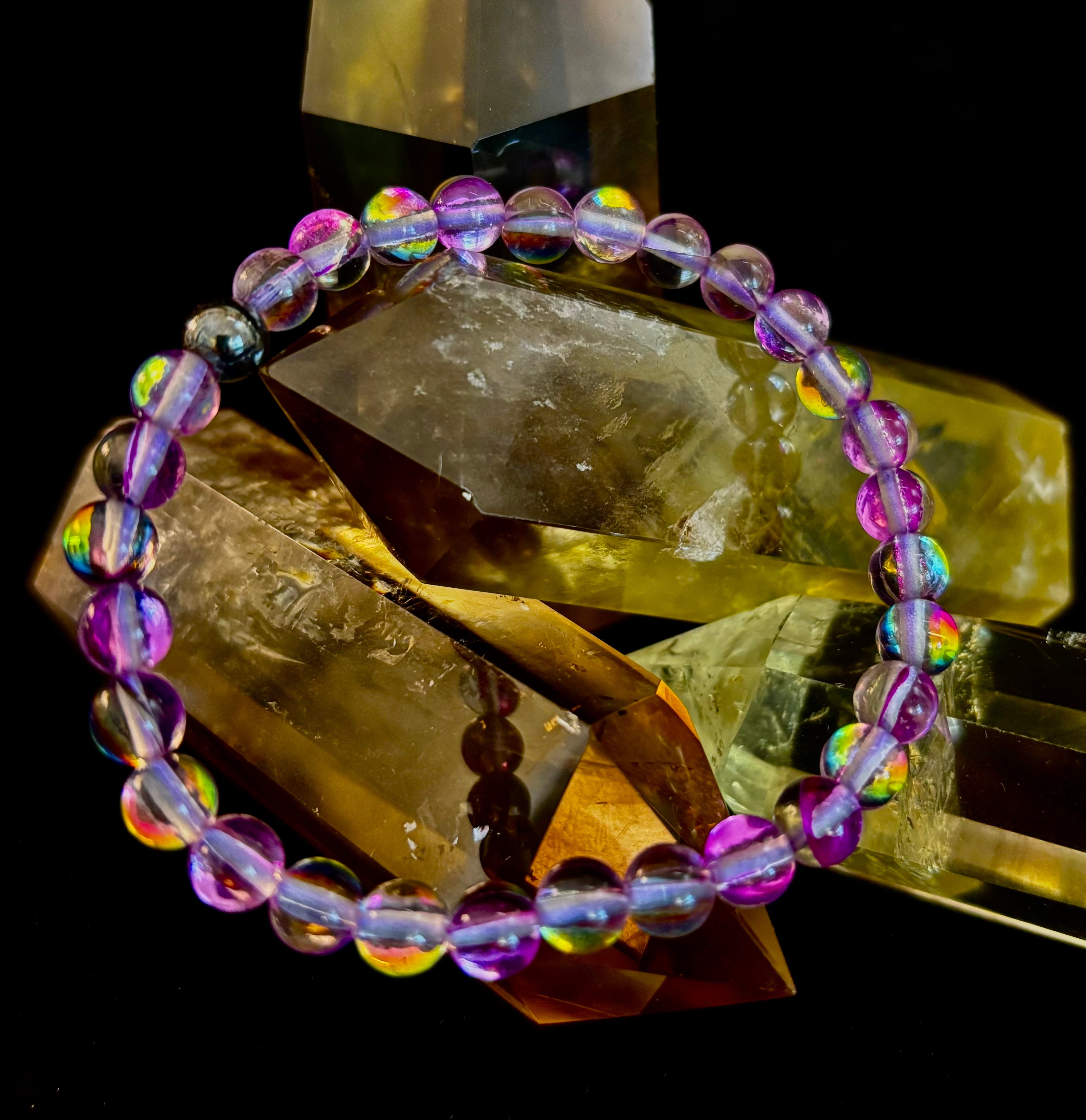 Prism of Possibility - Purple Aura Quartz Bracelet