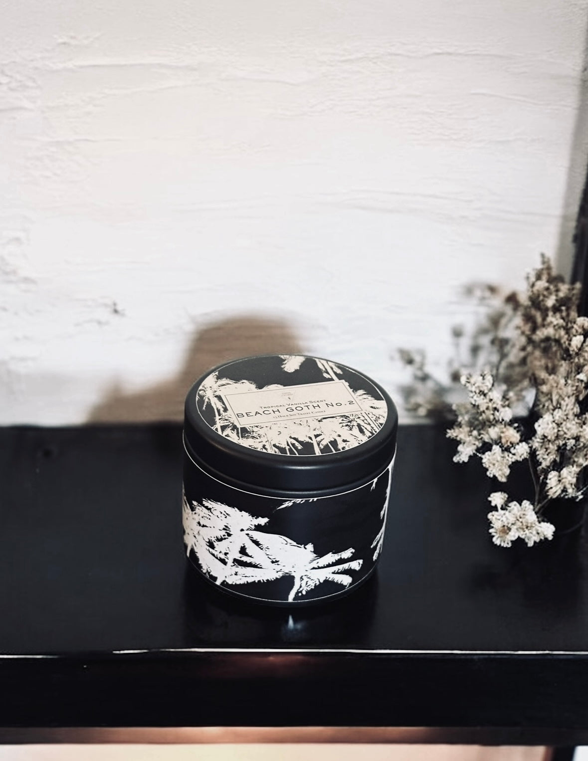 Tropical Vanilla Travel Soy Candle – Beach Goth #2 – Goth Candles 4oz Tin