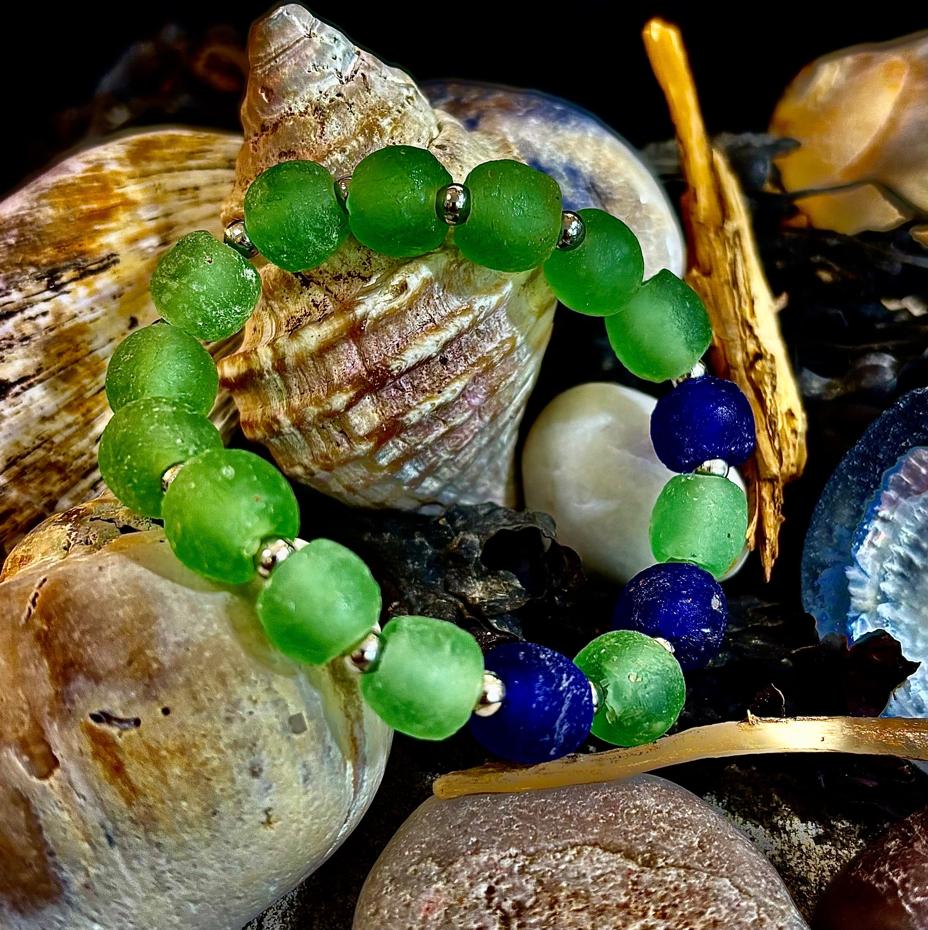 🌊 African Sea Glass Collection - Handcrafted African Fused Glass Bracelets
