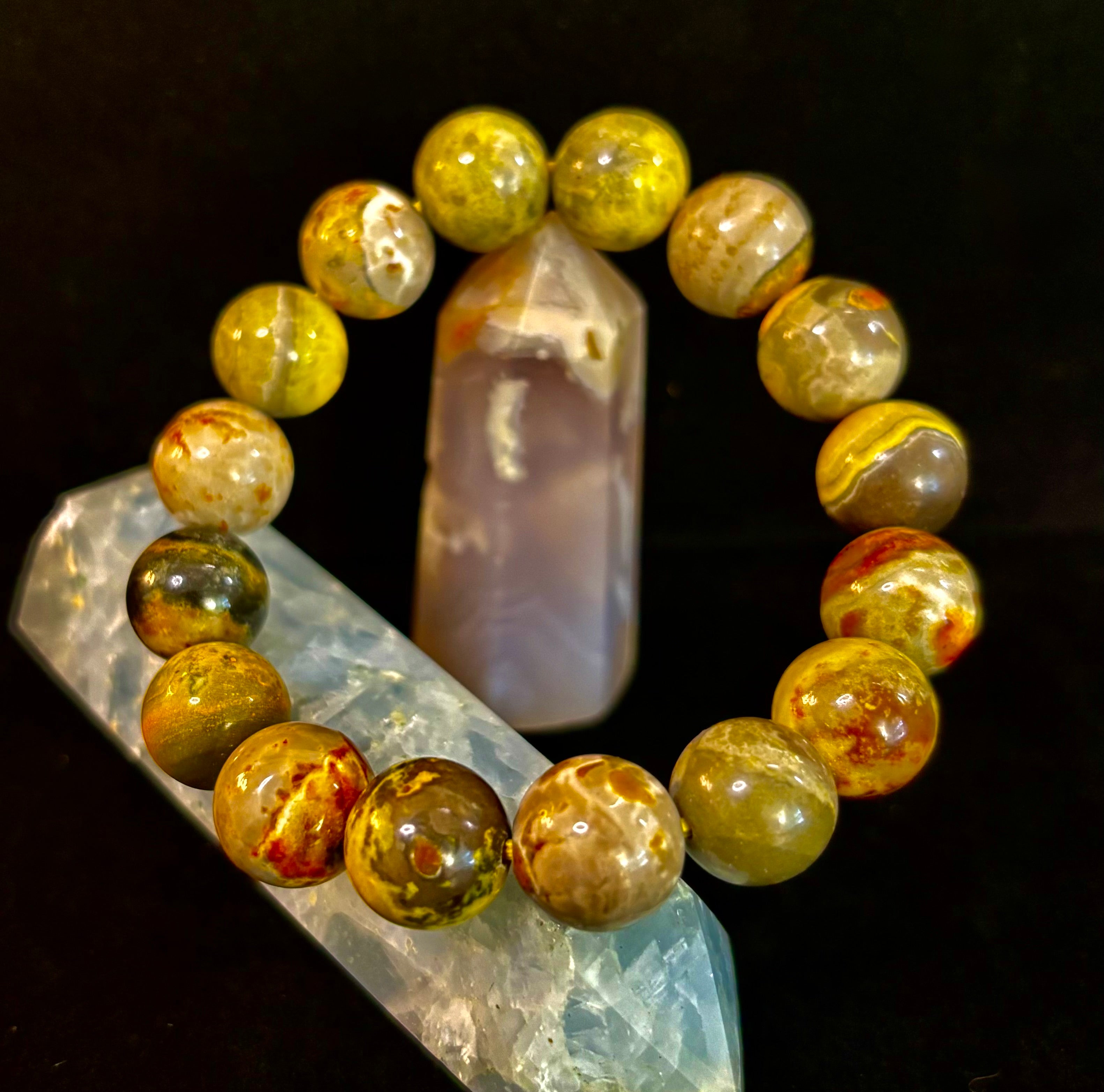 🐝 Bumble Bee Jasper Statement Bracelet – 12mm