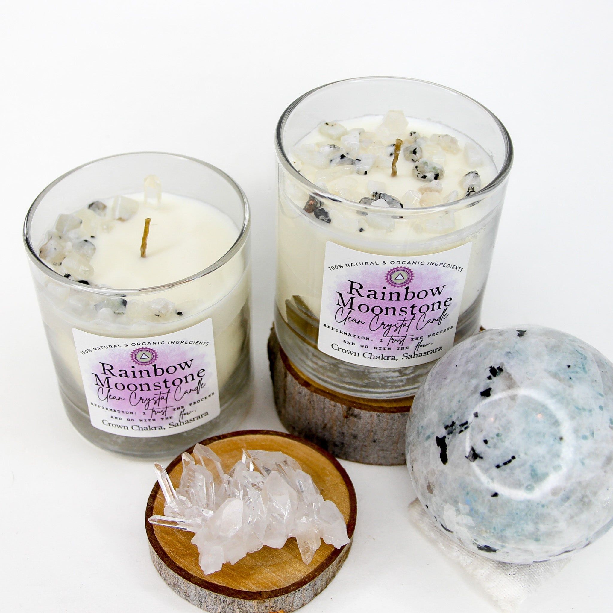 Rainbow Moonstone Clean Crystal Candle