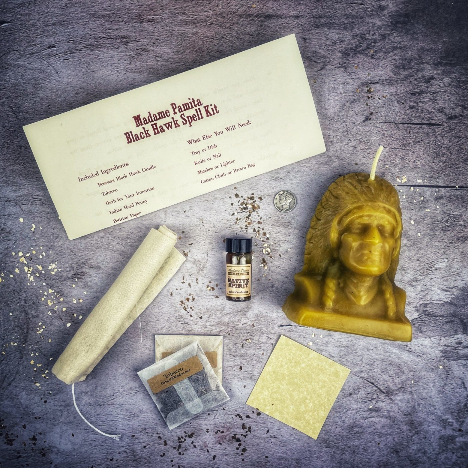 Black Hawk Justice Candle Spell Kit - Spirit Guide & Social Justice Magic