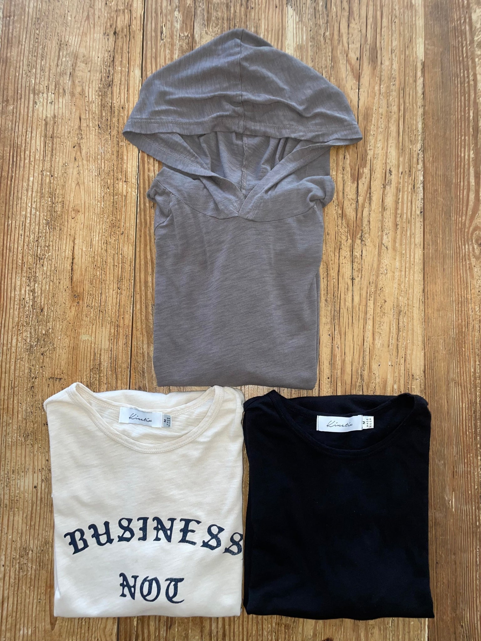 4 Corners Bundle (4 Corners Hoodie Ash Gray, 4 Corners Crew Raven Black, and "Business, Not Personal" Dutch White)