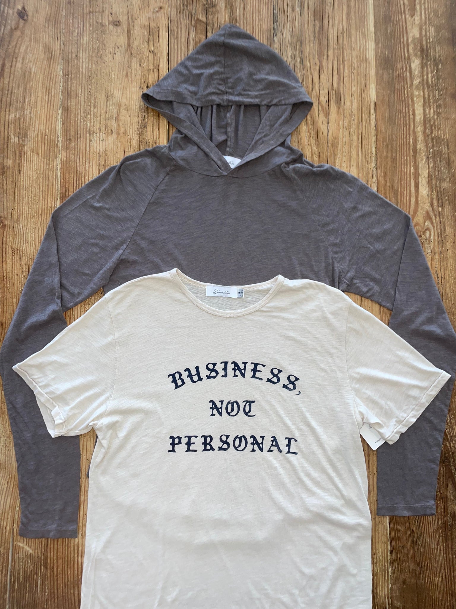 Summer Casual Bundle (4 Corners Hoodie Ash Gray and "Business, Not Personal" Dutch White) (