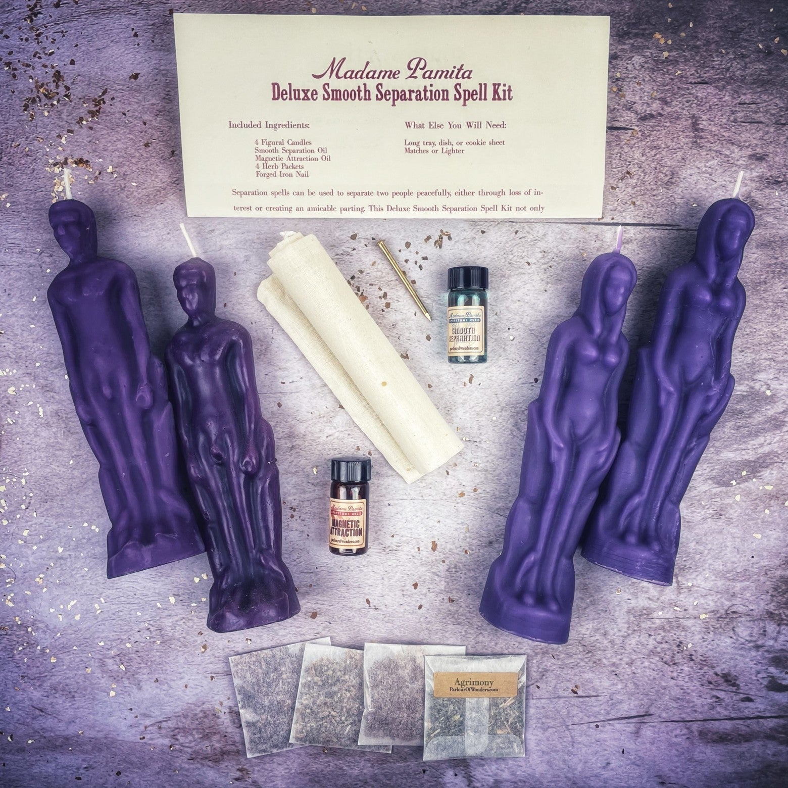 Deluxe Smooth Separation Candle Spell Kit - Female/Male | Peaceful Parting & Love Direction