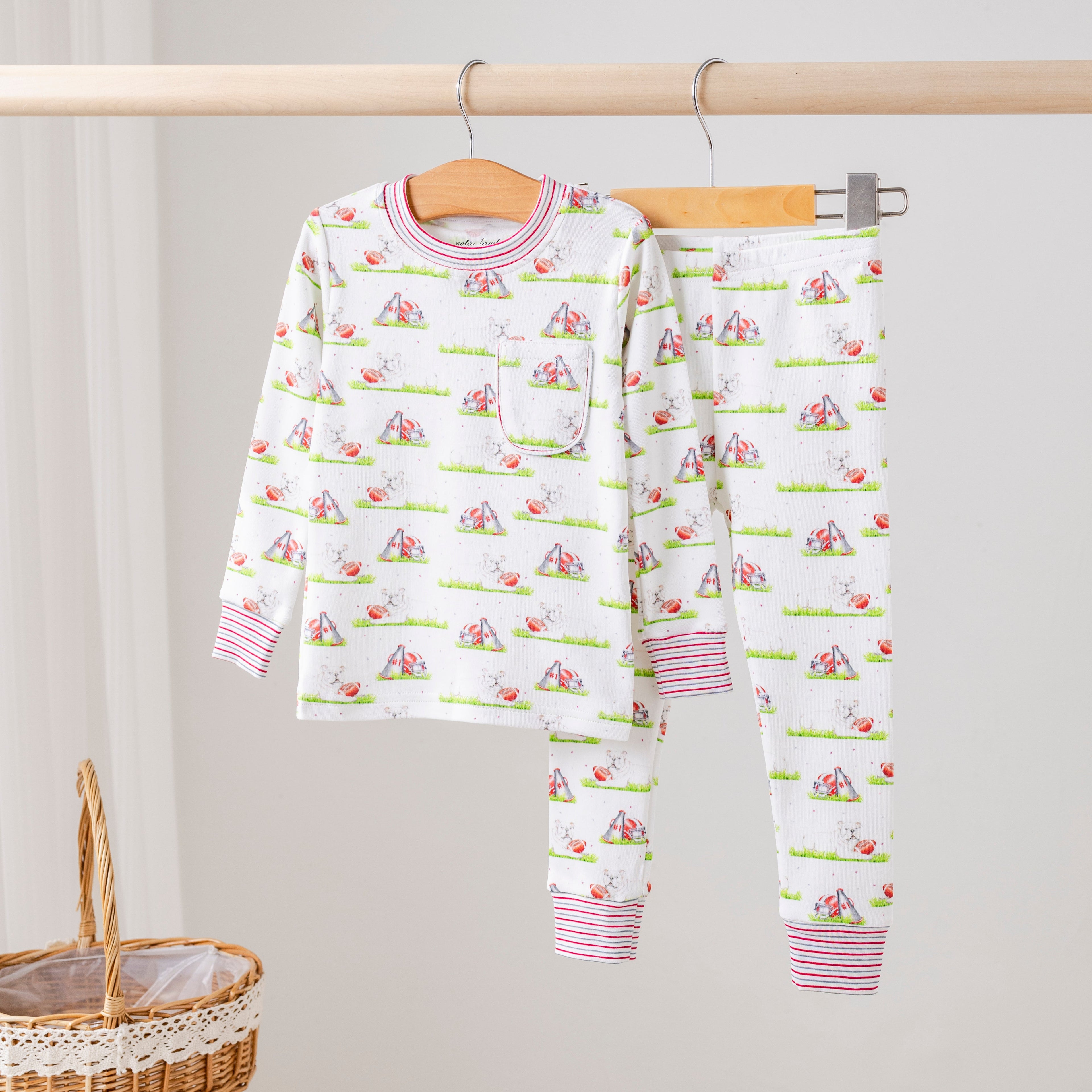 White Bulldog Mascot Mania Organic Cotton Kids Pajamas