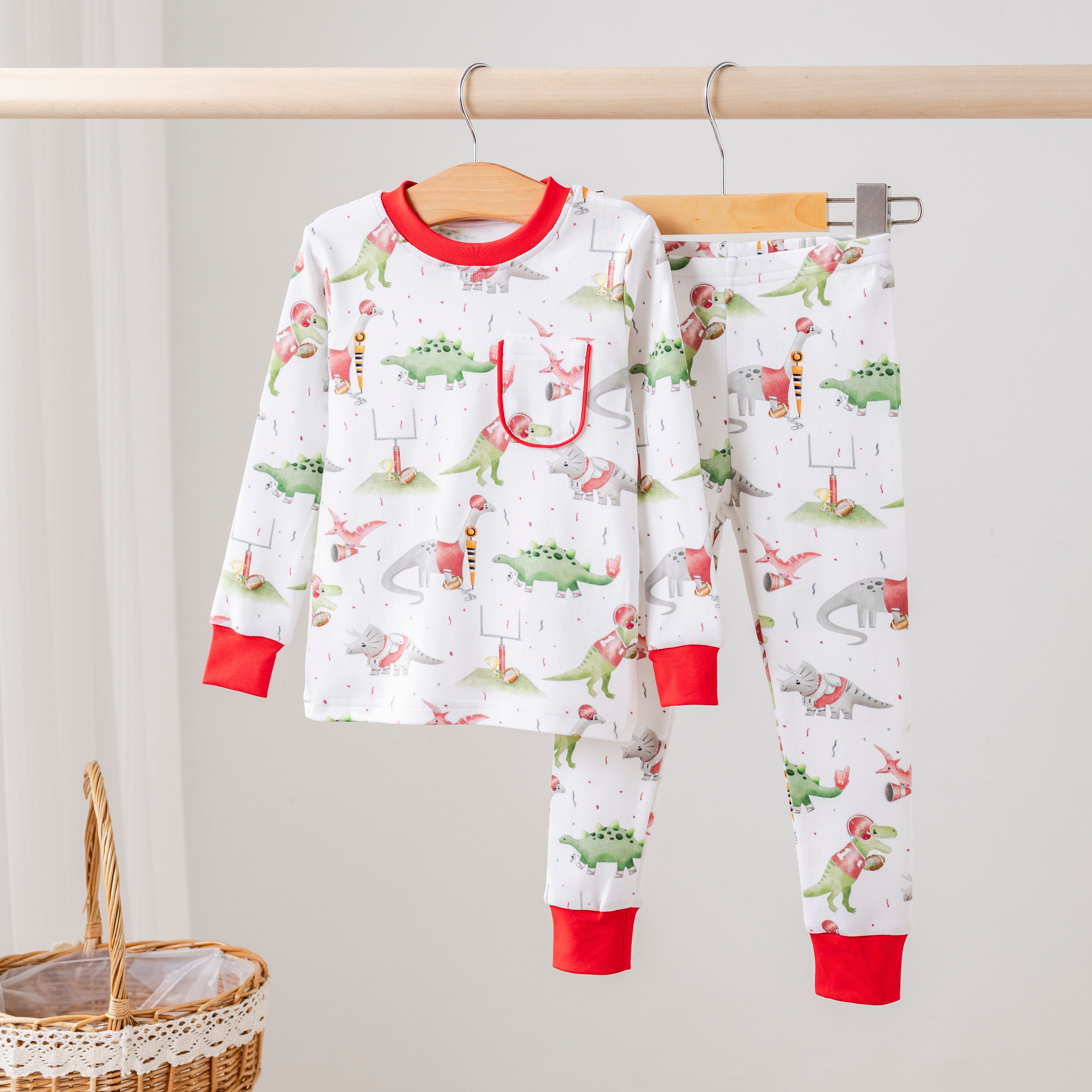 Red Dinos Sports Organic Cotton Kids Pajamas