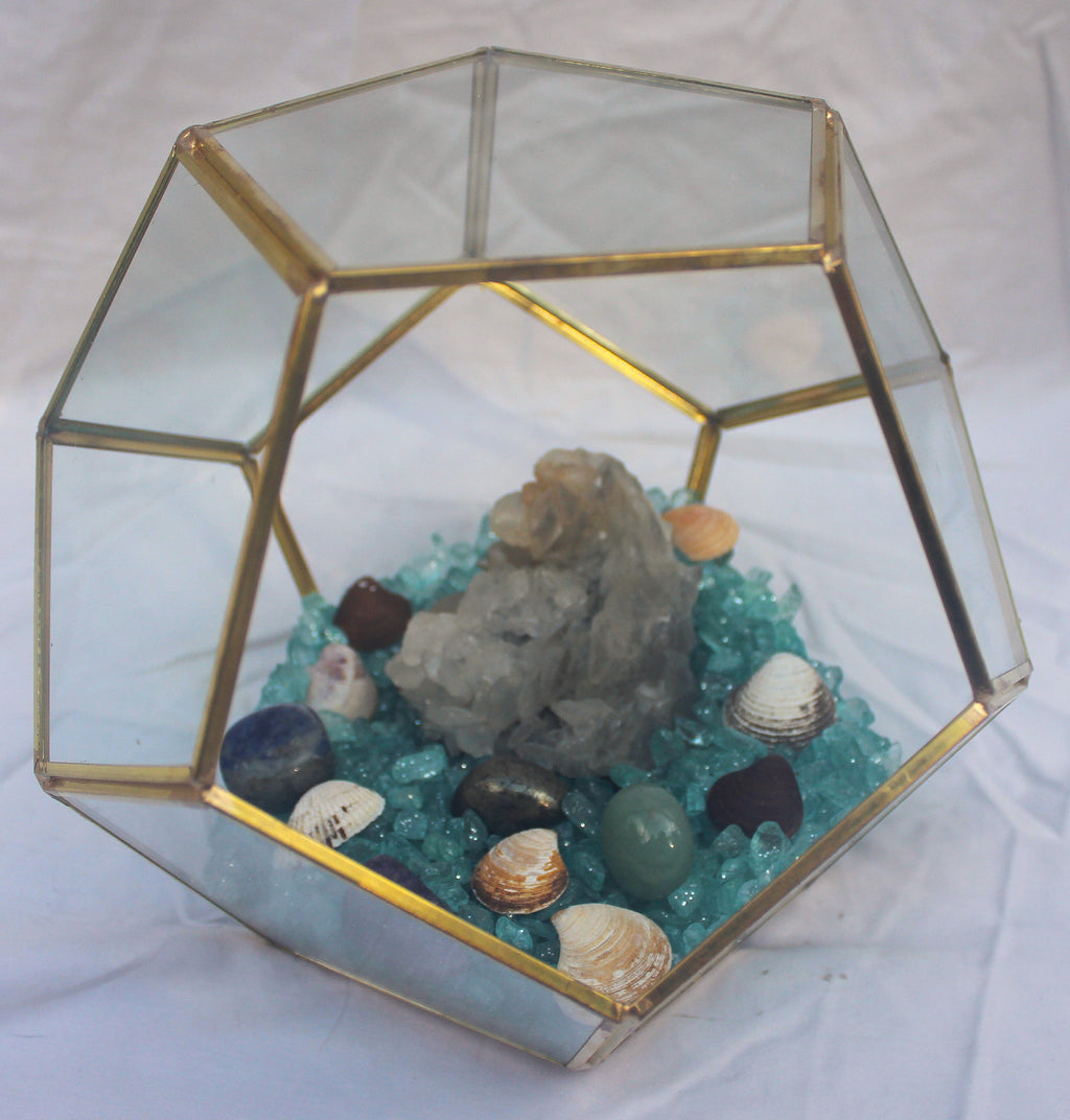 Crystal Geode Terrarium Scalenohedral Calcite - Dogtooth Tides