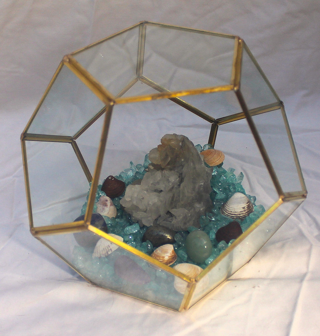 Crystal Geode Terrarium Scalenohedral Calcite - Dogtooth Tides