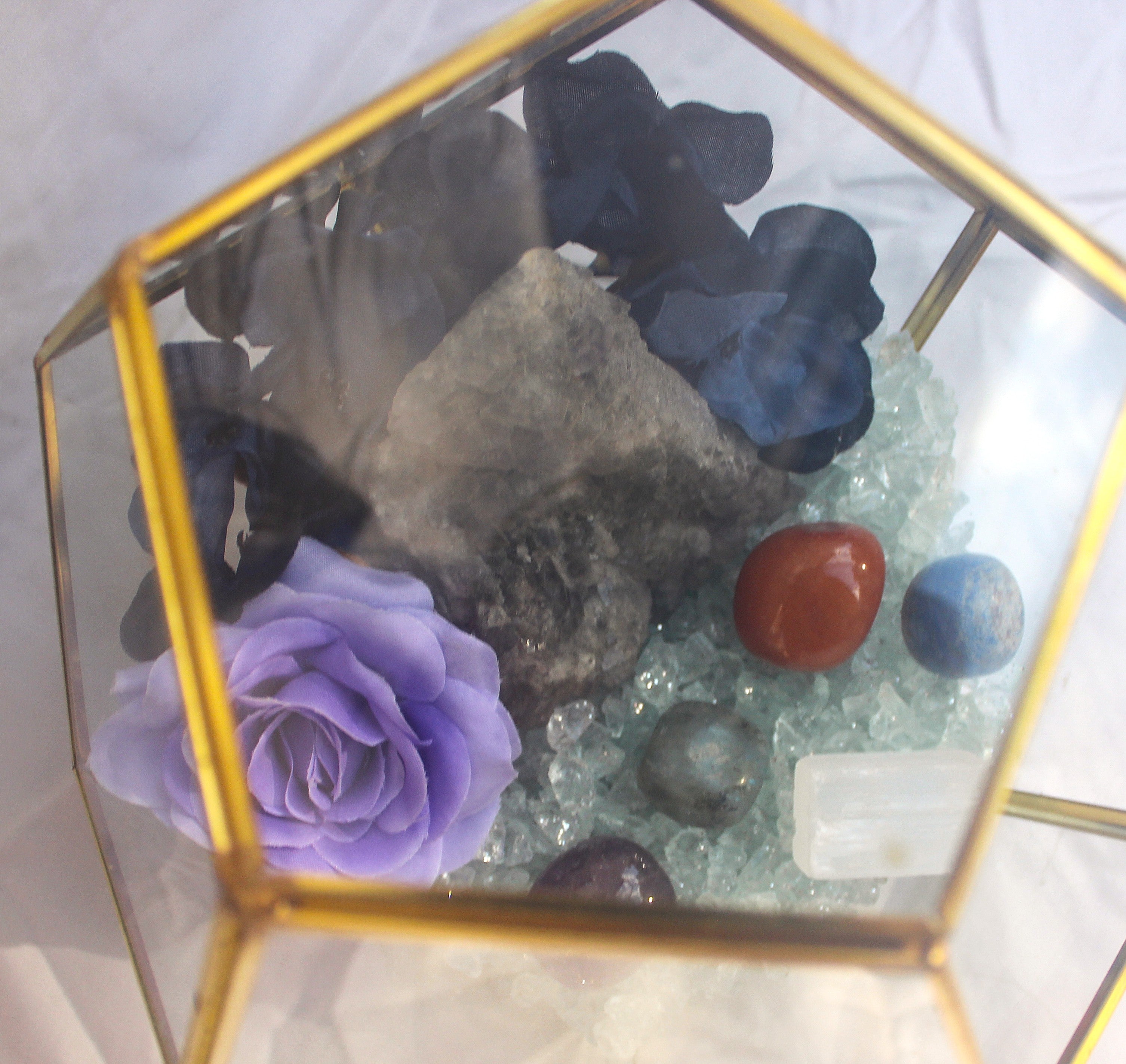 Crystal Geode Terrarium Raw Fluorite - Crystal Clear