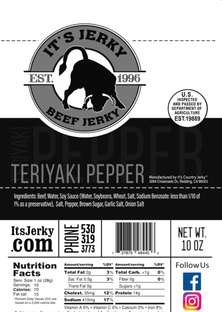 Teriyaki Pepper Beef Jerky 10oz