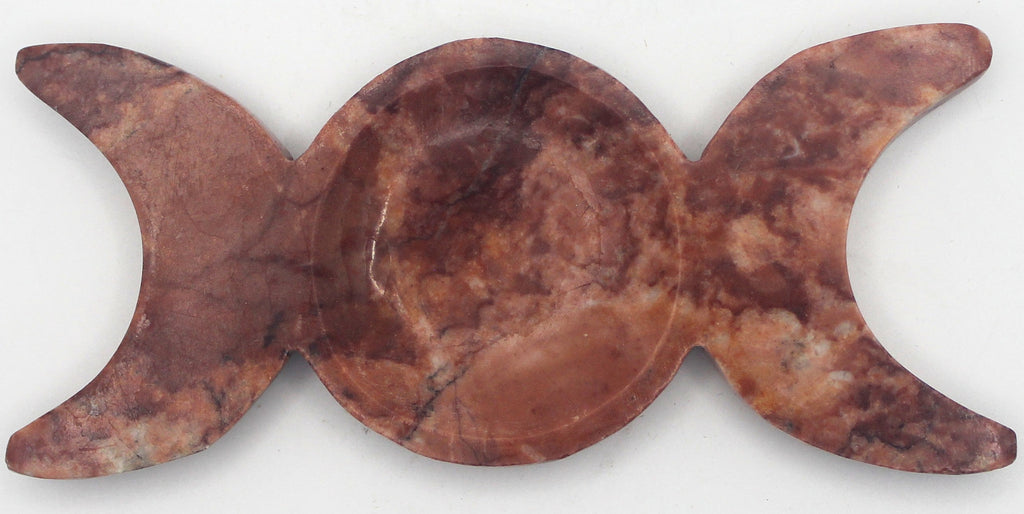 Red Jasper Triple Moon Dish – Grounding Energy & Ritual Altar Bowl