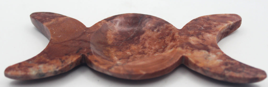 Red Jasper Triple Moon Dish – Grounding Energy & Ritual Altar Bowl