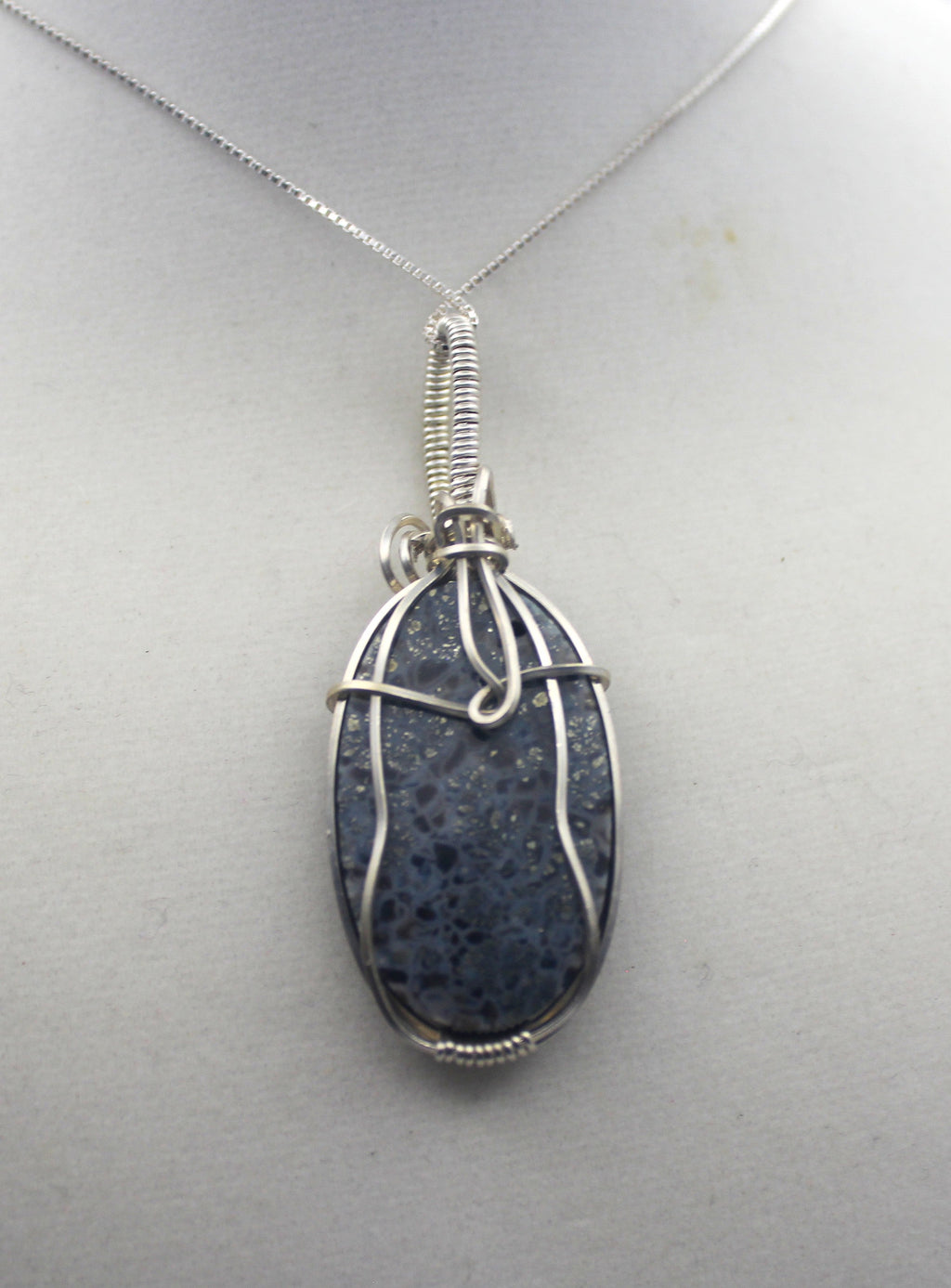 Silver Argentium Black Marcasite Pendant Necklace