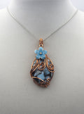 Raw Copper Larimar in Copper Composite Flower Charmed Pendant Necklace