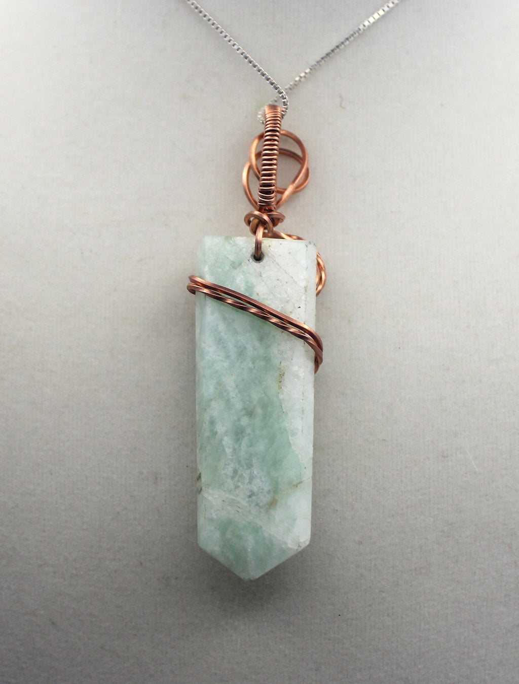 Raw Copper Drilled Amazonite Tiger's Eye Charmed Pendant Necklace