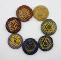 Seven Stone Chakra Set – Engraved Gold Symbols for Balance & Alignment
