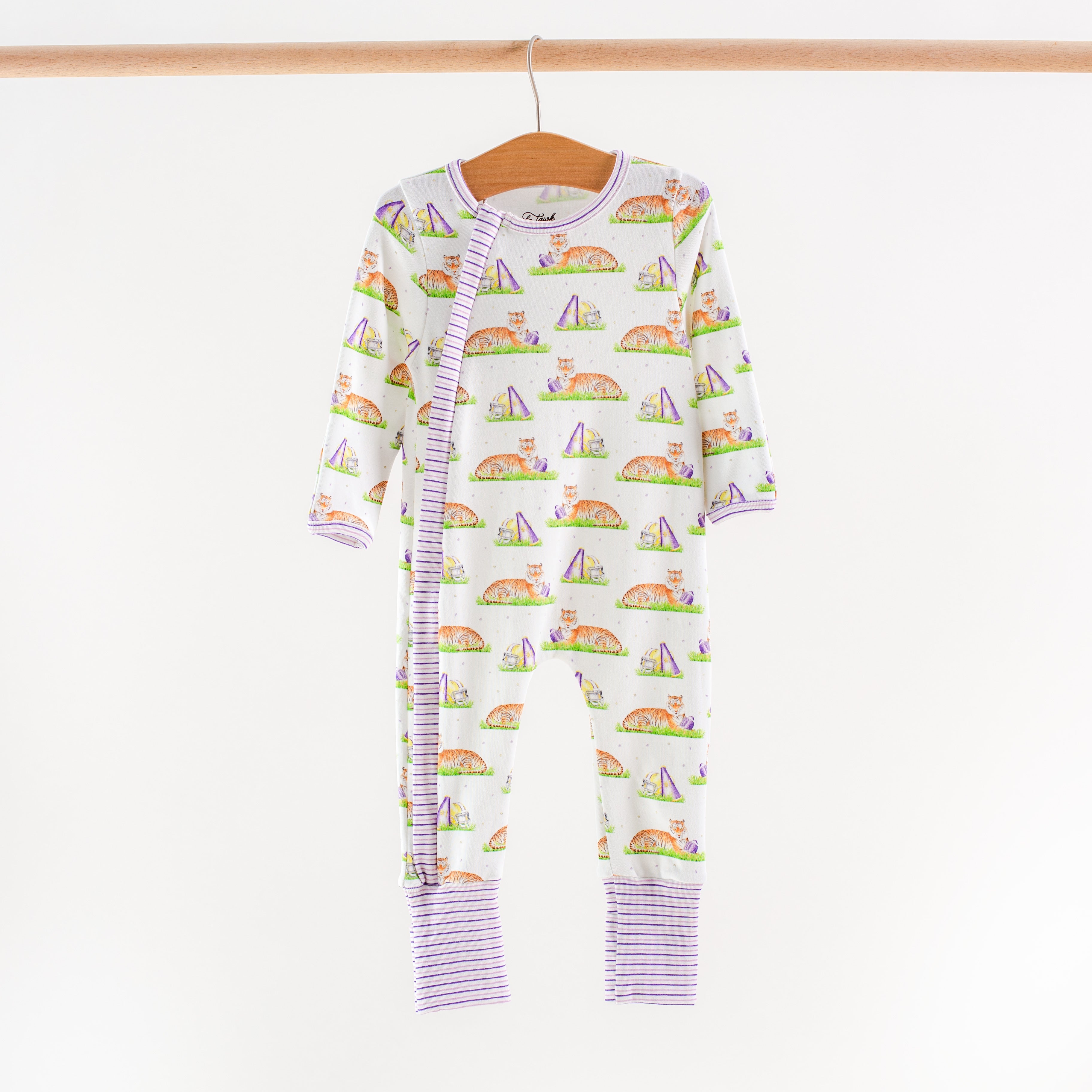 Purple Tiger Mascot Mania Organic Cotton Kids Pajamas